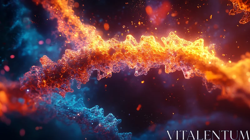 Glowing DNA currents weaving fire and starlight together.