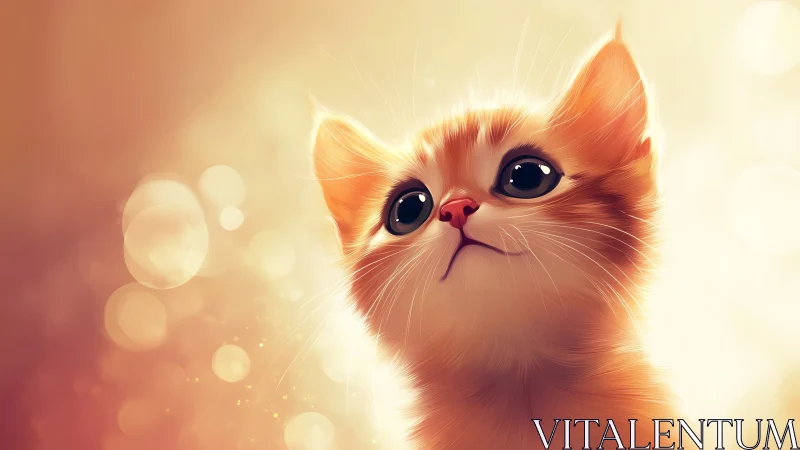 Glowing Red Cat with Luminous Eyes and Soft Bokeh.