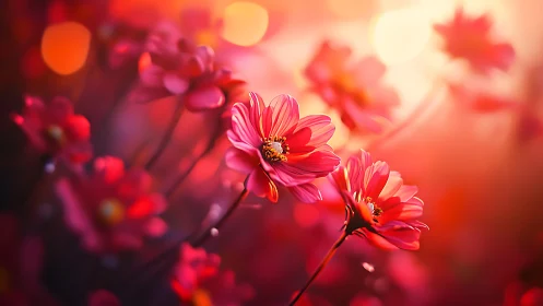 Crimson Petals Dance Where Warmth Ignites the Tender Bloom