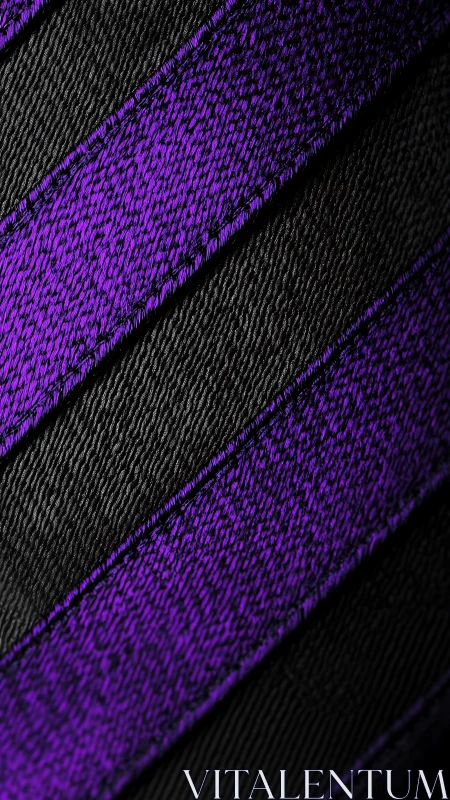 Macro inspection of diagonal black and violet woven textile bands.