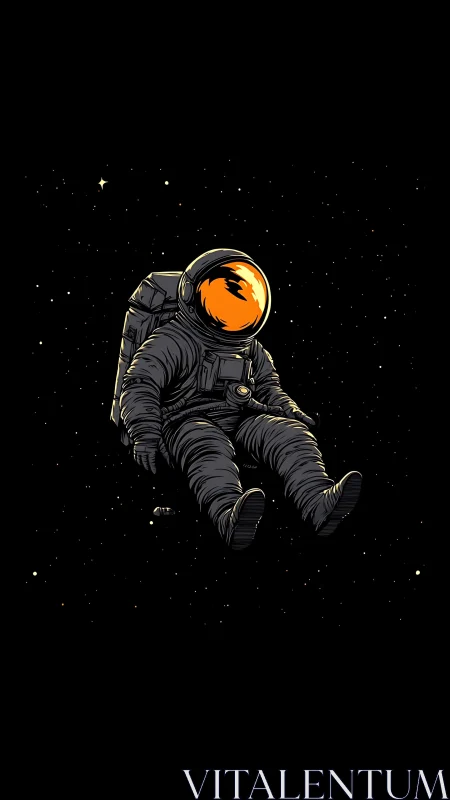 Drifting Astronaut Dreaming Quietly In The Deep Night Sky.