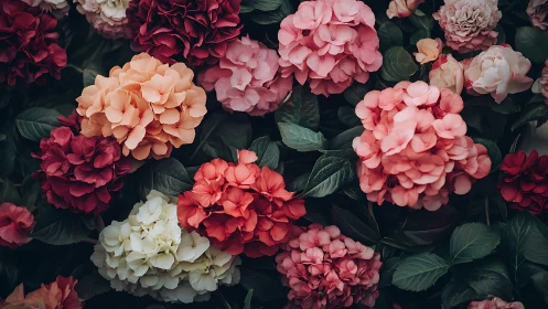 Layered floral abundance: cultivated roses in chromatic density.