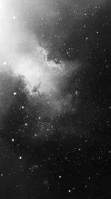 Monochrome nebula cloud expands through dense star field