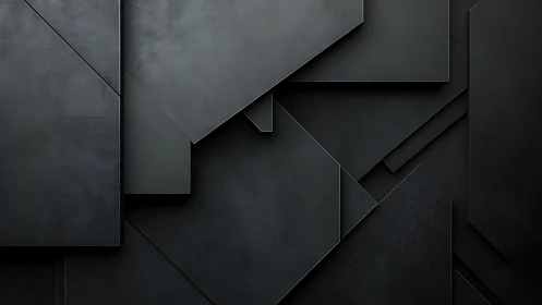 Layered matte dark panels form geometric relief with subtle wear