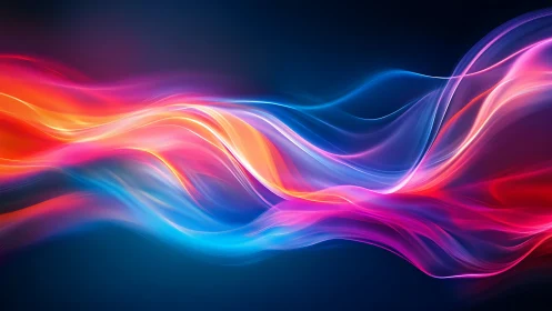 Colorful light waves flow across a dark modern background