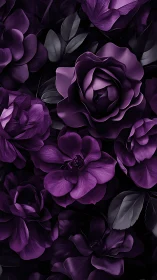 Velvet Blooms in Darkness: Purple Florals Unfold.