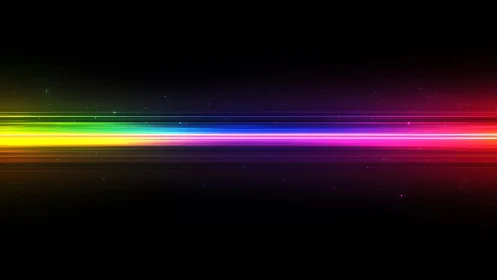 Vibrant Horizontal Rainbow Light Streaks on Black Digital Background.