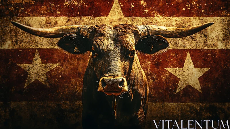 Longhorn monarch pierces a weathered star stripped sky