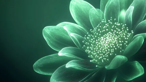 Luminescent Green Flower with Delicate Stamens.
