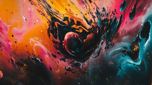 Pigmented fluid vortex creates high-contrast chromatic turbulence