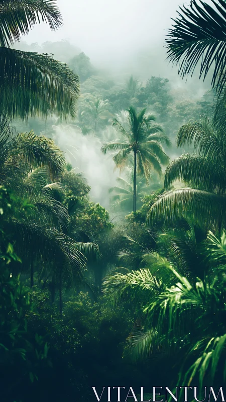 Misty Tropical Canopy: Atmospheric Jungle Depth.