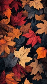 Overlapping autumn leaves in controlled color arrangement.