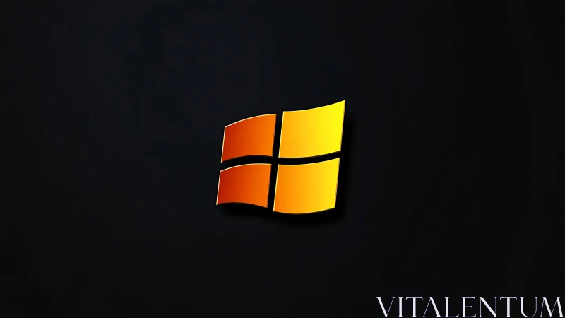 Glossy orange window logo floats on matte black field