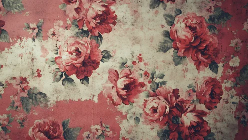 Faded rose wallpaper daydreams on weathered blush fields.