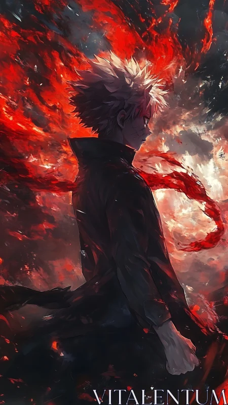 Scorched stormwalker shrouded in crimson roaring embers.