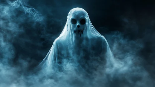 Shrouded wraith leans from the fog, swallowing the silence