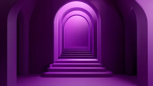 Recessed Architectural Archway with Nested Neon Lighting Framework