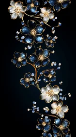 Jeweled Floral Cascade in Blue and White Tones.