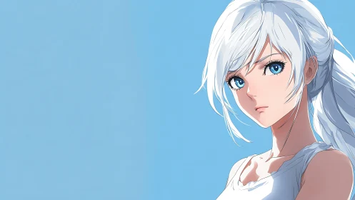 Skylit silver-haired heroine with steady sapphire gaze.