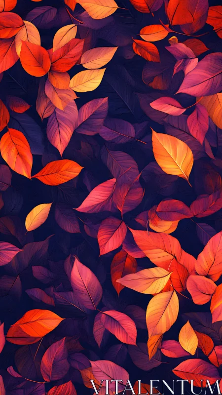 Vibrant digital autumn foliage forms layered chromatic tapestry