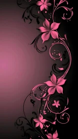Pink Floral Scroll Border on Gradient Dark Background.