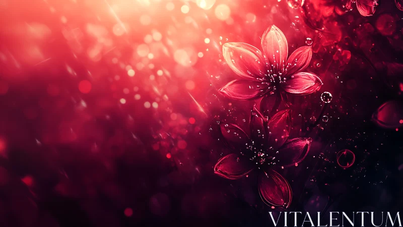 Luminescent Botanical Digital Composition with Neon Floral Elements.