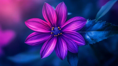 Magenta Cosmos Flower: High Dynamic Range Digital Rendering with Neon Petals