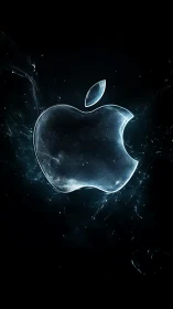 Glowing Apple Logo Against Cosmic Darkness.