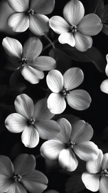 Monochromatic Botanical Study: Four-Petaled Flowers with Detailed Vein Structure