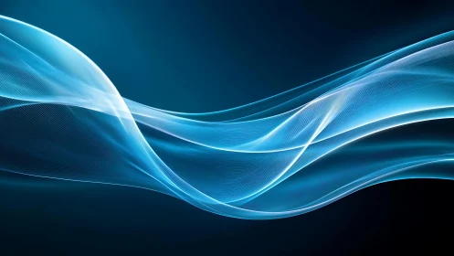 Digital cyan light waves over deep gradient blue background.
