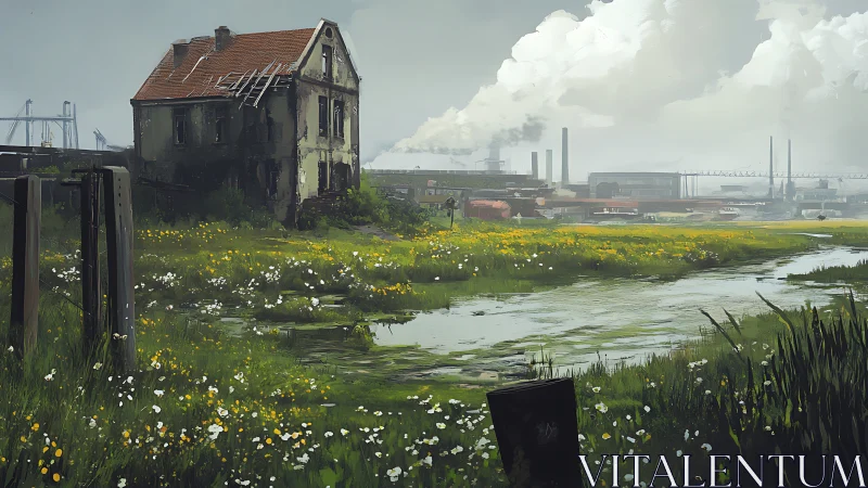 Ruined riverside house watching over a restless industrial sprawl.