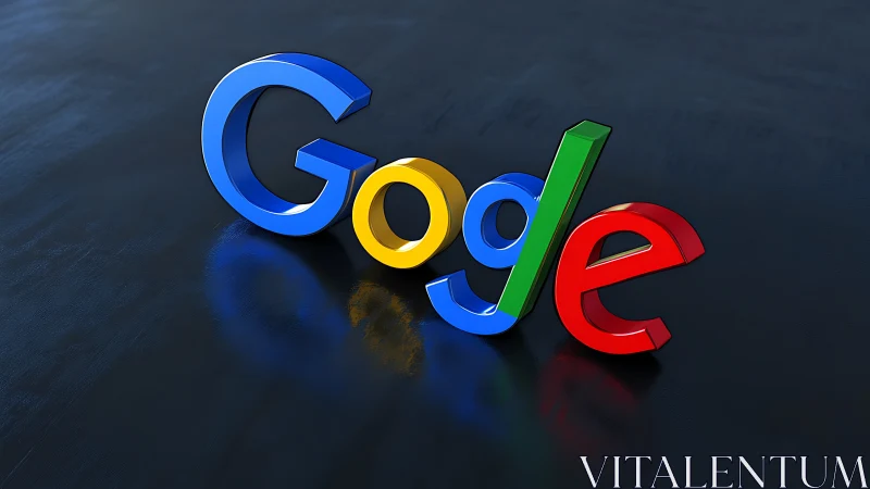 Google Logo 3D Rendering on Dark Surface.