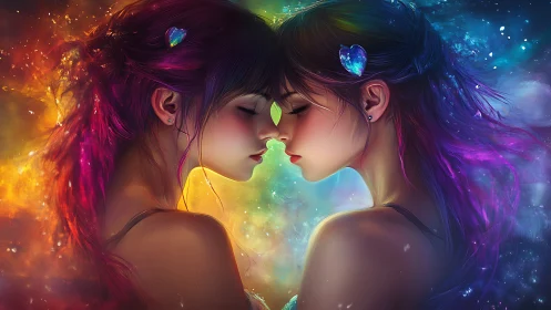 Two Souls Converge in Cosmic Light and Rainbow Energy