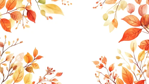 Autumn foliage frame softly surrounds bright white space.