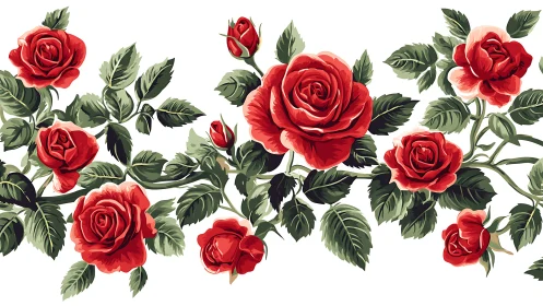 Cascading Scarlet Roses: Botanical Luxury in Crimson Elegance.