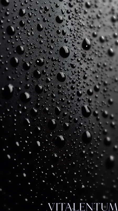 Macro water droplets on black hydrophobic textured surface