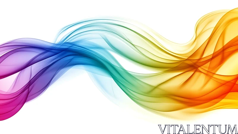 Color spectrum waves form fluid translucent digital ribbons