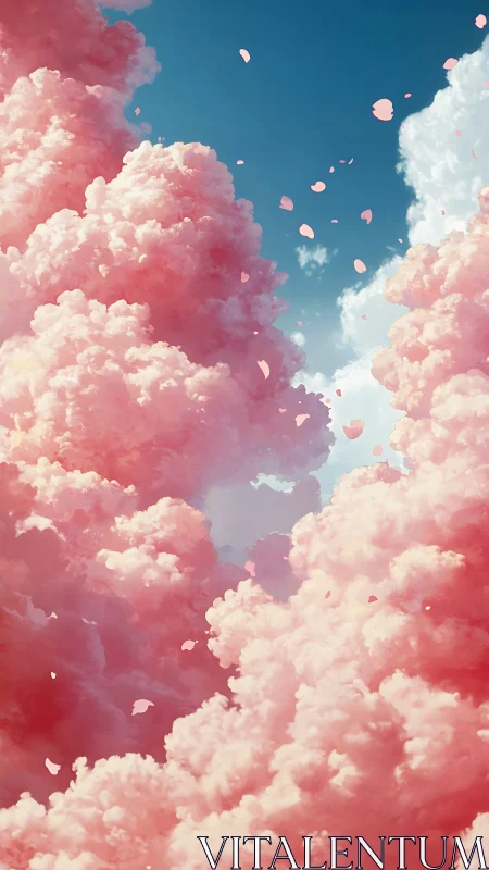 Drifting through pink cotton clouds in a dreamy spring sky.