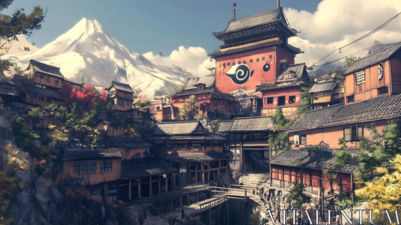 Mountain village listens quietly to its painted spiral tower