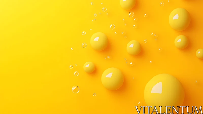 Glossy yellow spheres with shallow depth and specular highlights