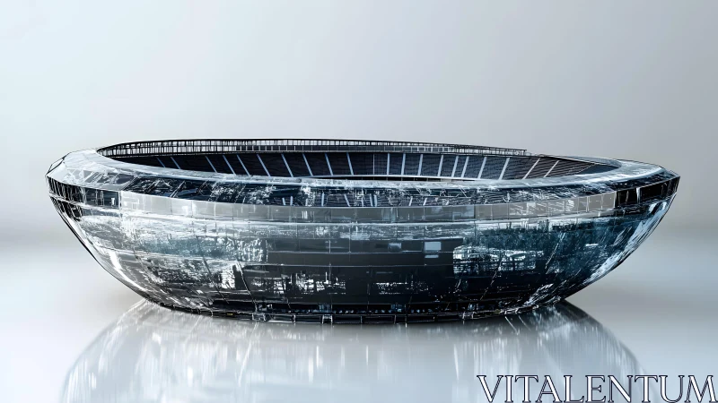 Futuristic Transparent Stadium in Minimalist Digital Art Style.