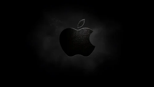 Glowing Apple Logo Against Dark Atmospheric Backdrop