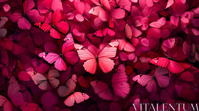 Layered crimson butterflies form a dense, luminous flight field