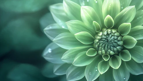 Delicate Green Dahlia Kissed by Morning Dew.