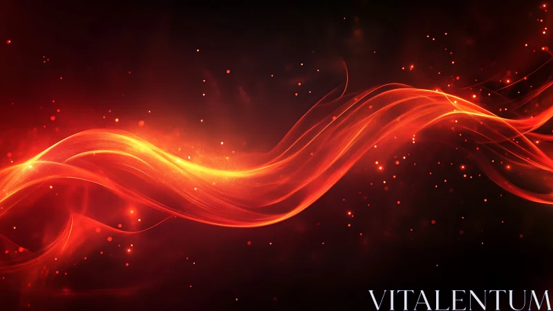 Red and Orange Glowing Energy Wave Against Dark Background.