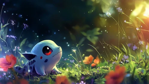 Bioluminescent forest creature rendered in dreamy digital light