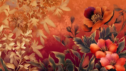 Stylized Floral Composition with Gradient Background.