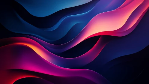 Layered neon waveforms curve across deep gradient space