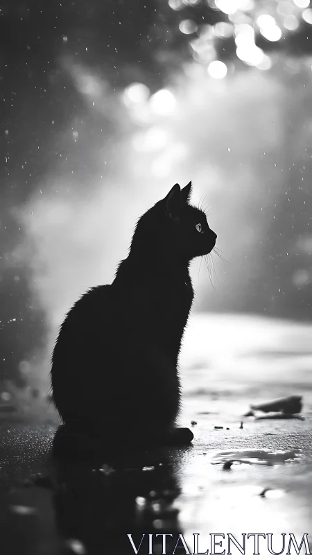 Cat Gazes Through Rain With Quiet Wonder.