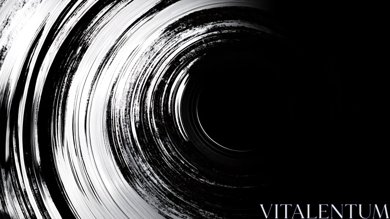 Monochrome circular vortex with bold concentric strokes.